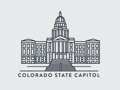Colorado State Capitol building capitol colorado denver gold icon illustration landmark state