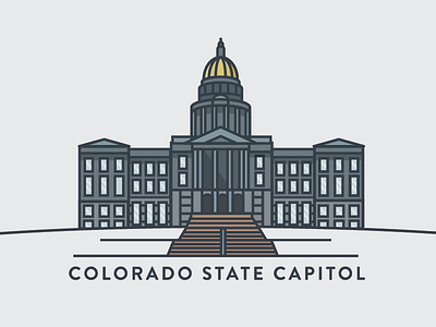 Colorado Capitol Color Version building capitol colorado denver gold icon illustration landmark state