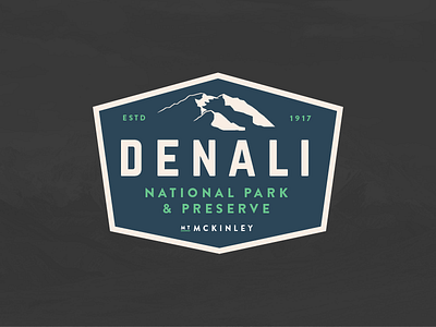Denali National Park alaska badge blue denali green logo mountain national park vintage