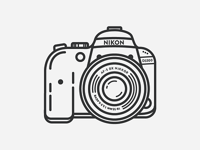 Nikon D3300 3300 camera dslr flash grip icon lens line nikon outline