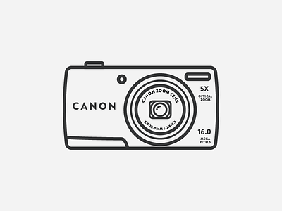 Canon Point & Shoot camera canon icon line megapixels optical zoom outline point and shoot