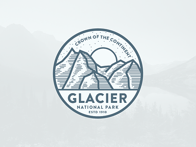 Glacier National Park badge glacier national park icon lines montana moon mountains