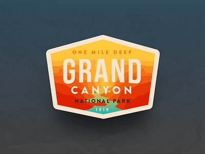 Grand Canyon National Park 100 years anniversary badge gradient grand canyon icon lines national park vintage