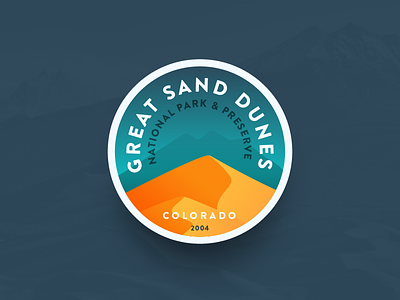Great Sand Dunes National Park 2004 badge colorado gradient icon national park preserve sand dunes vintage