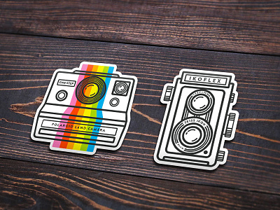 Camera Stickers cameras colors icons illustration line rainbow stickers swag