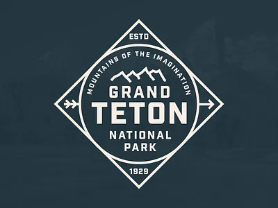 Grand Teton National Park badge grand tetons icon line mountains national park series tetons vintage wyoming