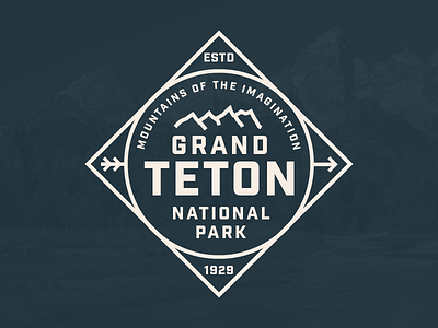 Grand Teton National Park badge grand tetons icon line mountains national park series tetons vintage wyoming