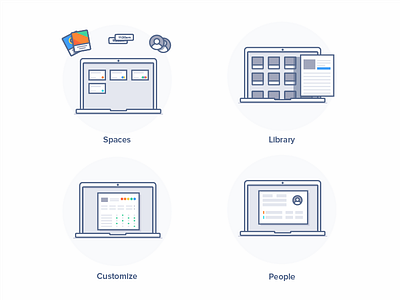 Onboarding Illustrations curriculum features icons illustration mac modal on boarding tour welcome