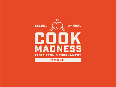 Cook Madness Alternative badge ping pong red roman numerals sports type