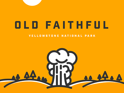 Old Faithful geyser highlight icon landmark line national park nps old faithful yellowstone