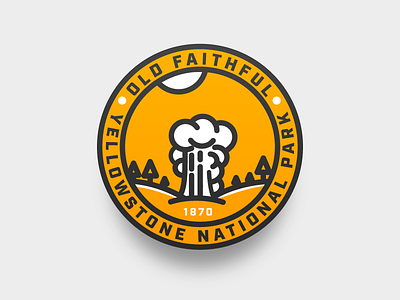 Old Faithful Badge badge geyser highlight icon line national park old faithful yellowstone