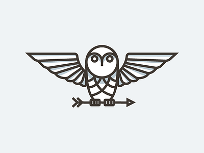 Burrowing Owl White animal arrow icon illustration minimal owl shading shadow