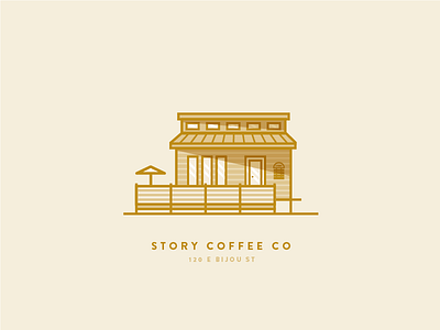 Story Coffee Co coffee gold icon illustration line reflection shadow shop tiny house
