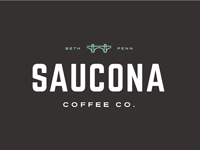 Saucona Coffee Co. - 1st Concept bethlehem branding bridge flat industrial logo mint pennsylvania roaster