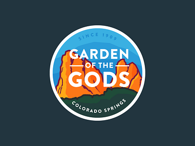 Garden of the Gods Badge colorado springs logo mountain nature outline pikes peak red rocks rocks vintage