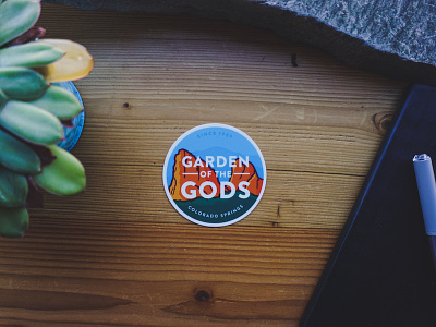 Garden of the Gods Sticker colorado springs logo nature outline red rocks sticker swag. vintage vinyl