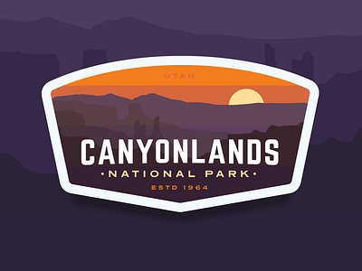 Canyonlands Redux badge canyon gradient logo national park sunrise sunset utah