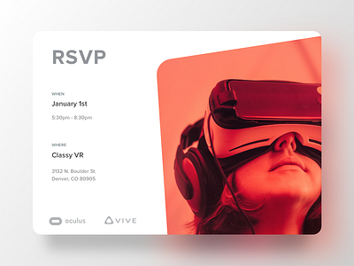 RSVP blur card oculus shadow ui uxui virtual reality vive vr