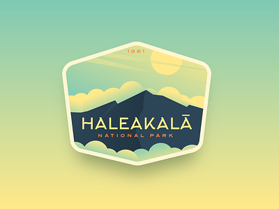 Haleakalā National Park badge cloud gradient hawaii logo mountain sunrise vintage