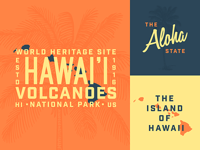 Hawai'i Volcanoes National Park Assets aloha grid hawaii island logo palm tree sunset vintage volcano