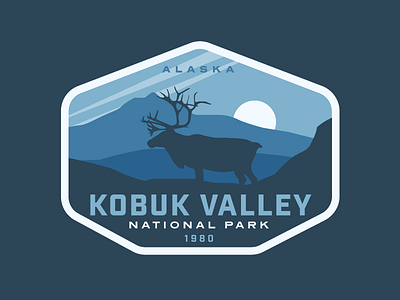 Kobuk Valley National Park alaska badge deer elk logo mountain nature silhouette vintage