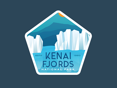 Kenai Fjords National Park alaska badge glacier iceberg logo national park nature reflection