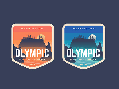 Olympic National Park Colors badge beach gradient island logo sunset surf washington