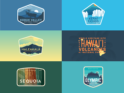 Six Parks in January badge hawaii logo mountain national parks park tree vintage volcano