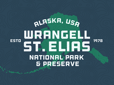 Wrangell St Elias badge brand logo national park outdoor typography vintage