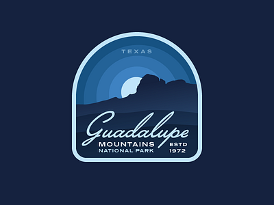 Guadalupe Mountains National Park badge cursive gradient logo moon mountain nature outdoors texas vintage