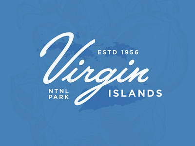 Virgin Islands National Park badge beach coconut island logo outdoor outline script vintage