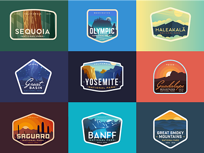 9 Favs from 2018 (so far) badge badges banff california canada logo logos national parks nature park yosemite