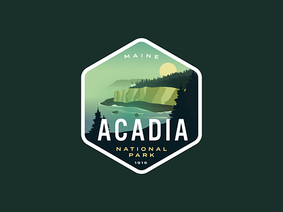 Acadia National Park Redux acadia badge cliff logo maine national park nature ocean outdoor sea series vintage