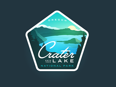 Crater Lake National Park badge badge logo crater lake lake mountain national park nature oregon script vintage
