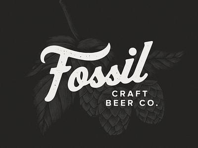 Fossil Craft Beer Co. badge beer brewery brewery logo co distressed hop logo vintage