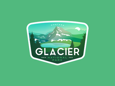 Glacier National Park Badge badge badge logo badgedesign glacier lake montana mountain national park nature peak tree vintage