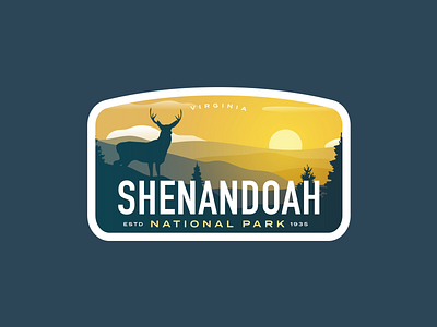 Shenandoah National Park Badge badge deer deer logo elk national park shenandoah shenzhen sunrise sunset vintage virginia