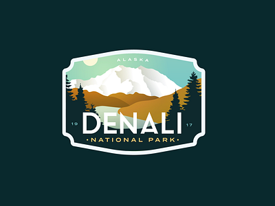 Denali National Park alaska badge collection denali gradient lake mountain national park river snow vintage
