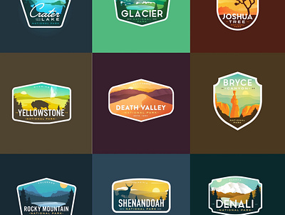 Favorite Badges of 2019 bryce death valley glacier gradient joshua tree logos mountains national national park national parks vintage