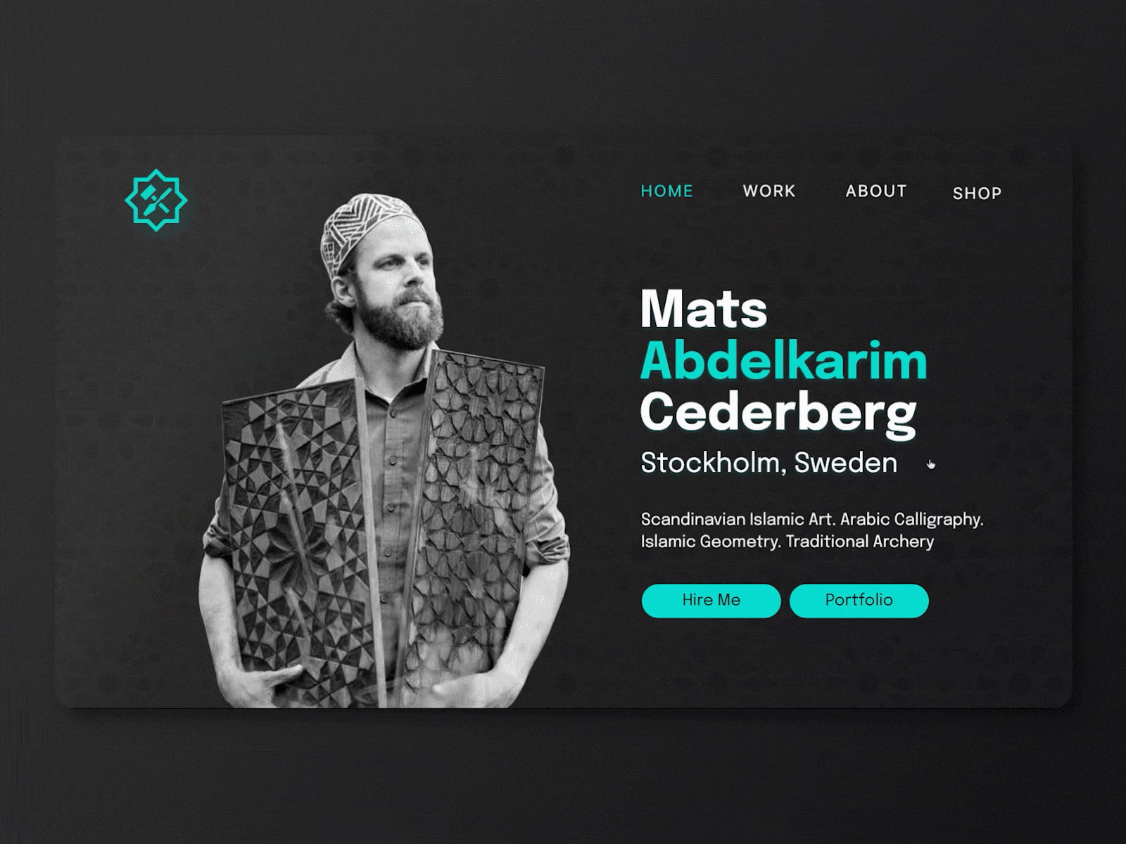 Mats Abdelkarim Cederberg - Portfolio Website UI islamic geometry ui animation ui design