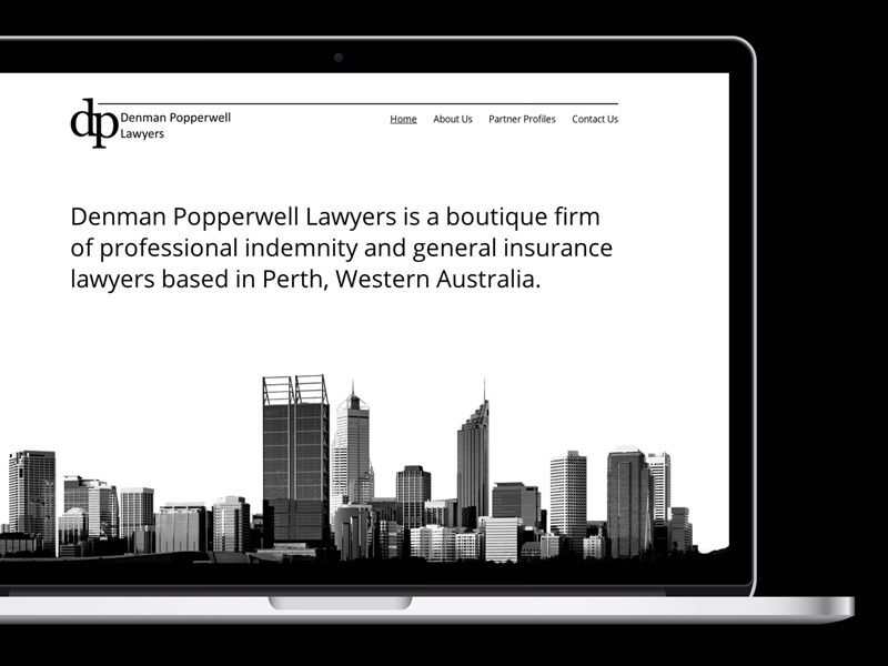 Denman Popperwell Lawyers clean corporate white black minimalist one-page lawyers