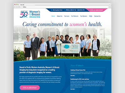 WBI Website Homepage Design blue clean corporate design health medical photoshop pink responsive website women