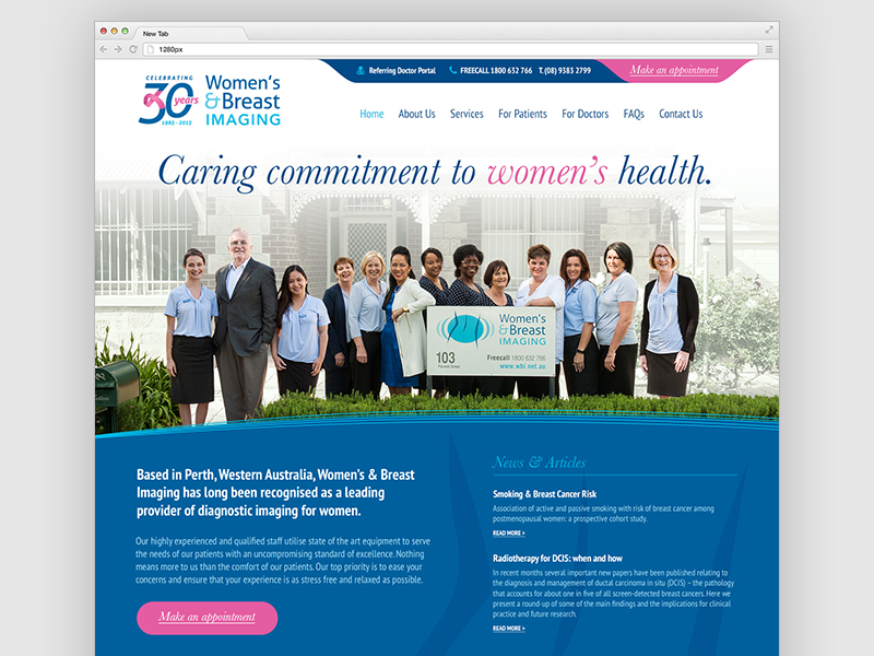 WBI Website Homepage Design design photoshop clean corporate pink blue responsive website women medical health
