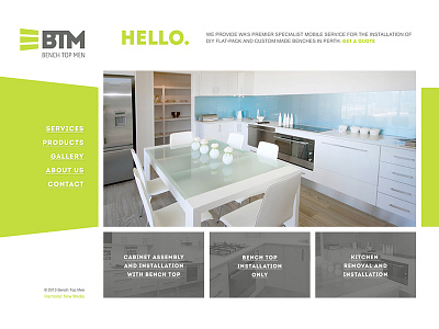 Bench Top Men Website branding clean design green grey website
