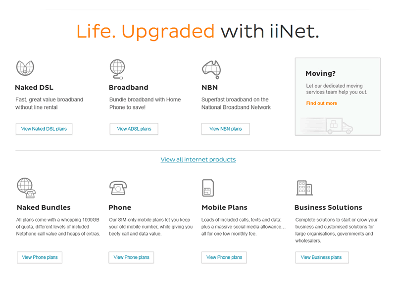 iiNet Products area UI design gif interface ui