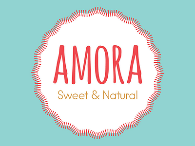 Amora Sweet & Natural Logo blue brand branding cute design gold logo pink simple