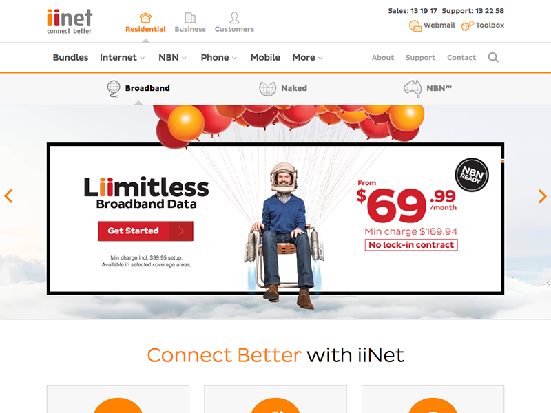 Iinet homepage