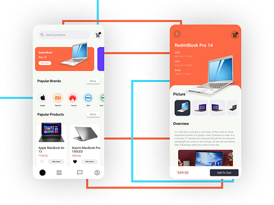 Laptop Online Shopping Mobile App Desiign branding design designer figma mobile app ui uidesign