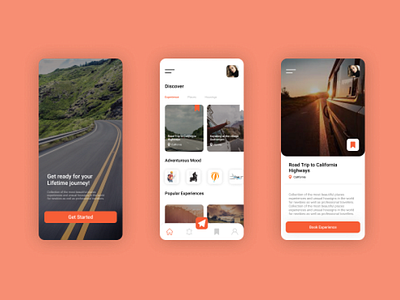 Road Trip Adventure Mobile App Design branding design designer figma mobile app ui uidesign