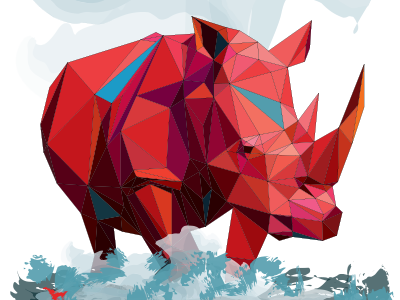 Red Rhino animal geometric illustration